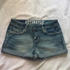 Low rise jean shorts